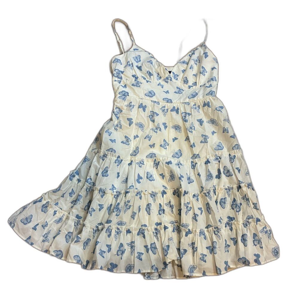 B. Smart White Mini Sundress Women’s 3 Light Blue Floral Cotton Comfortable
